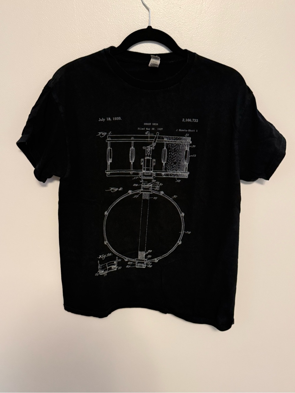Black Graphic Drum Schematic Tee